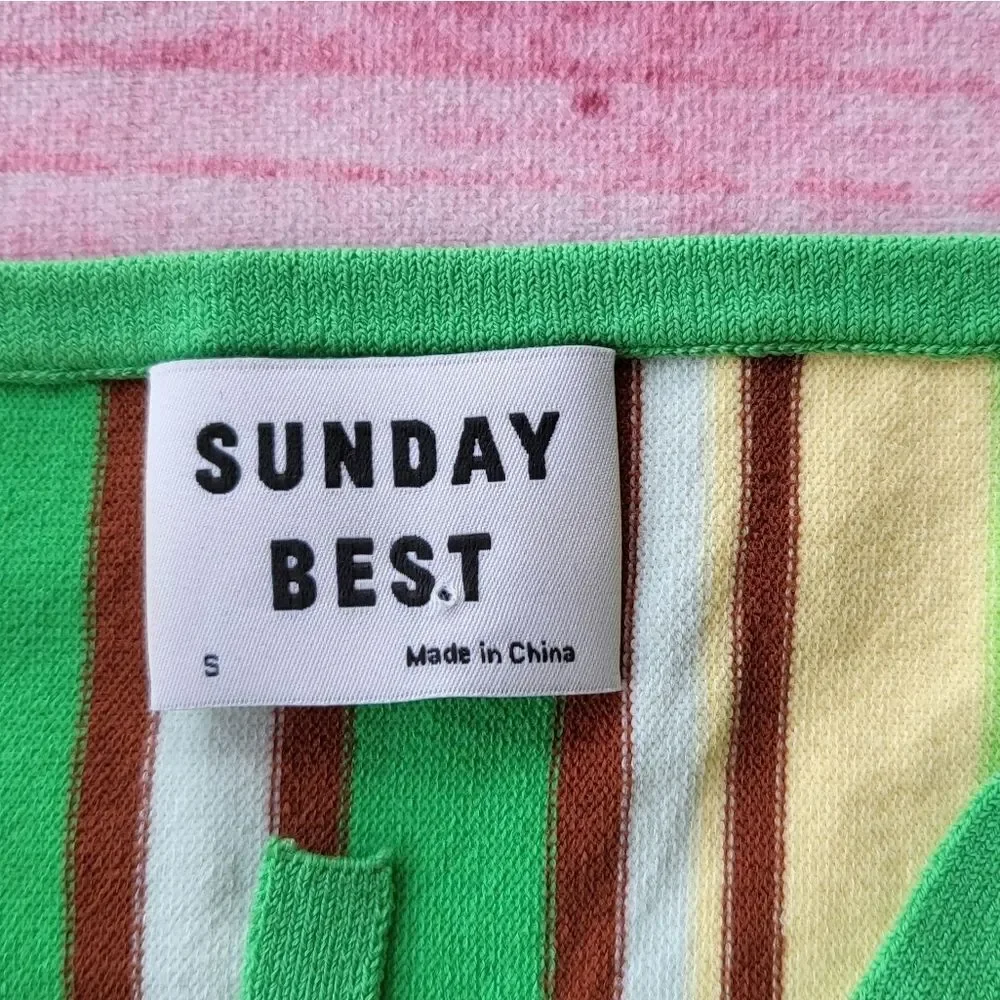 Aritzia Sunday Best Jett‎ Green Striped Halter Bodycon Knit Mini Dress Small